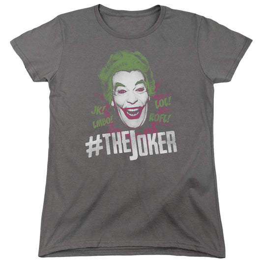 Batman Classic Tv #joker Womens T Shirt Charcoal Officially Licensed