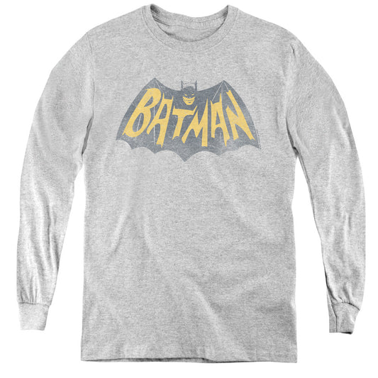 Batman Classic Tv Show Logo Long Sleeve Kids Youth T Shirt Athletic Heather Officially Licensed