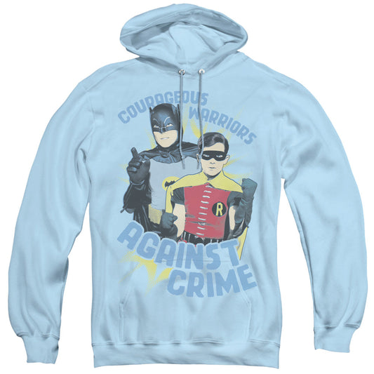 Batman Classic Tv Courageous Warriors Mens Hoodie Light Blue Officially Licensed