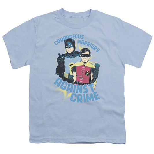Batman Classic Tv Courageous Warriors Kids Youth T Shirt Light Blue Officially Licensed