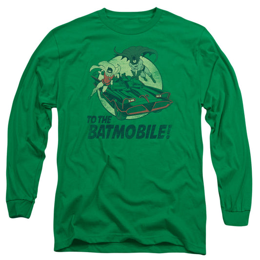 Batman Classic Tv To The Batmobile Mens Long Sleeve Shirt Kelly Green Officially Licensed