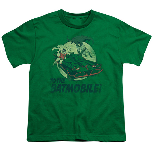 Batman Classic Tv To The Batmobile Kids Youth T Shirt Kelly Green Officially Licensed
