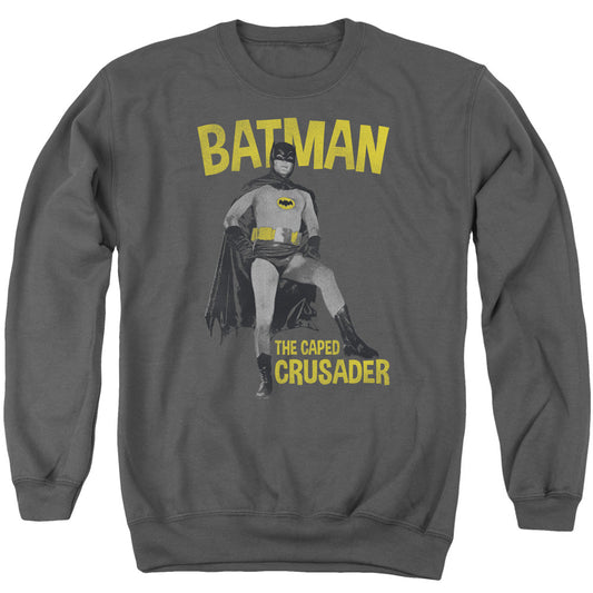Batman Classic Tv Caped Crusader Mens Crewneck Sweatshirt Charcoal Officially Licensed