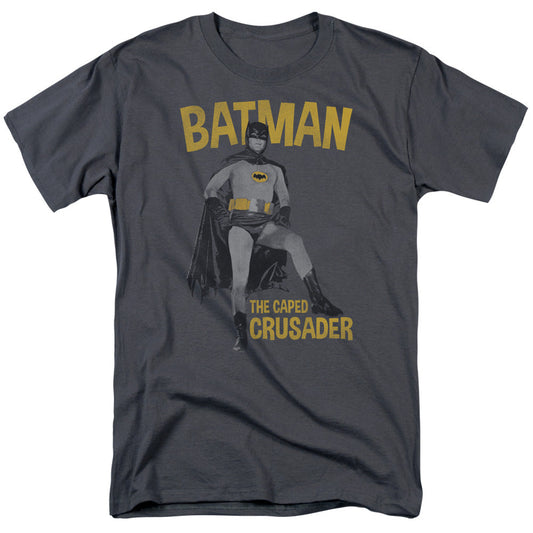 Batman Classic Tv Caped Crusader Mens T Shirt Charcoal Officially Licensed