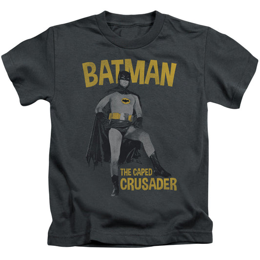 Batman Classic Tv Caped Crusader Juvenile Kids Youth T Shirt Charcoal Officially Licensed