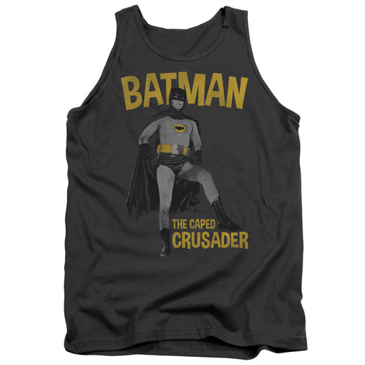 Batman Classic Tv Caped Crusader Mens Tank Top Shirt Charcoal Officially Licensed