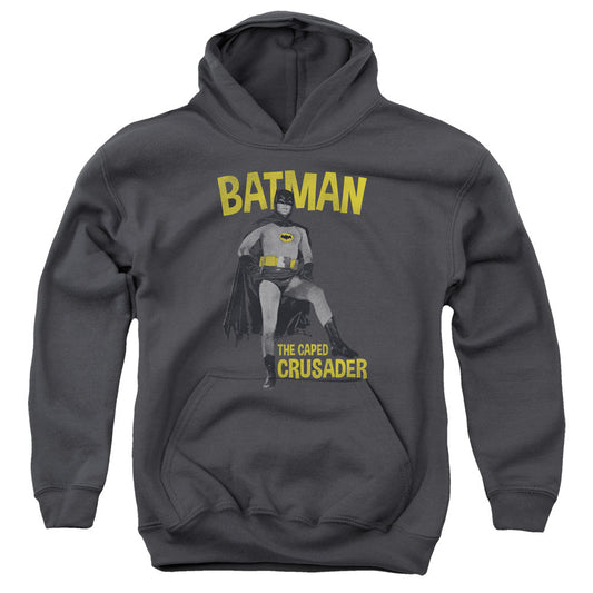 Batman Classic Tv Caped Crusader Kids Youth Hoodie Charcoal Officially Licensed