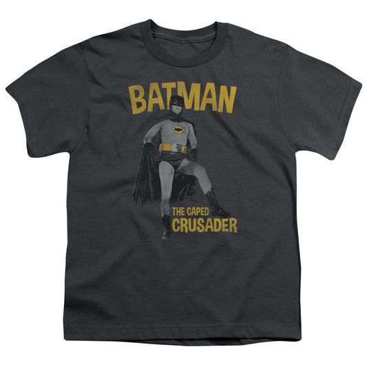 Batman Classic Tv Caped Crusader Kids Youth T Shirt Charcoal Officially Licensed