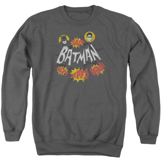 Batman Classic Tv Sound Effects Mens Crewneck Sweatshirt Charcoal Officially Licensed