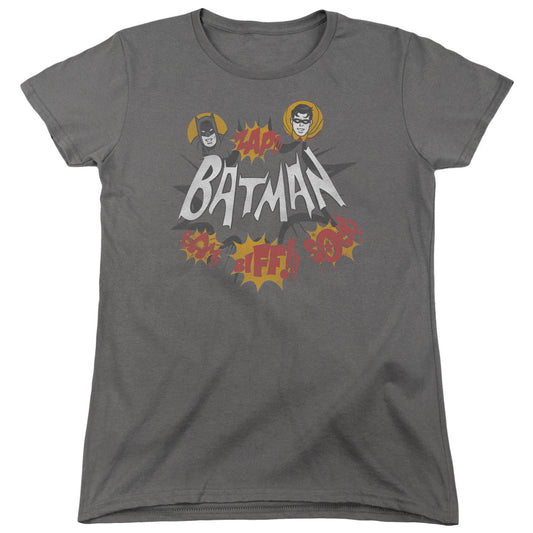 Batman Classic Tv Sound Effects Womens T Shirt Charcoal Officially Licensed