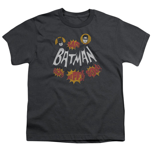 Batman Classic Tv Sound Effects Kids Youth T Shirt Charcoal Officially Licensed