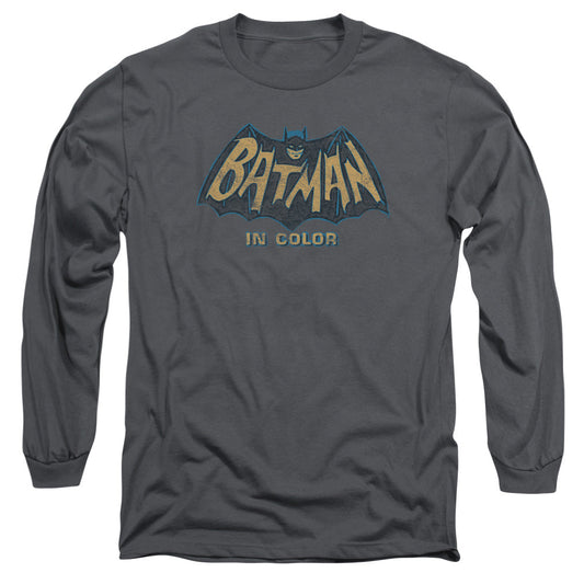 Batman Classic Tv In Color Mens Long Sleeve Shirt Charcoal Officially Licensed