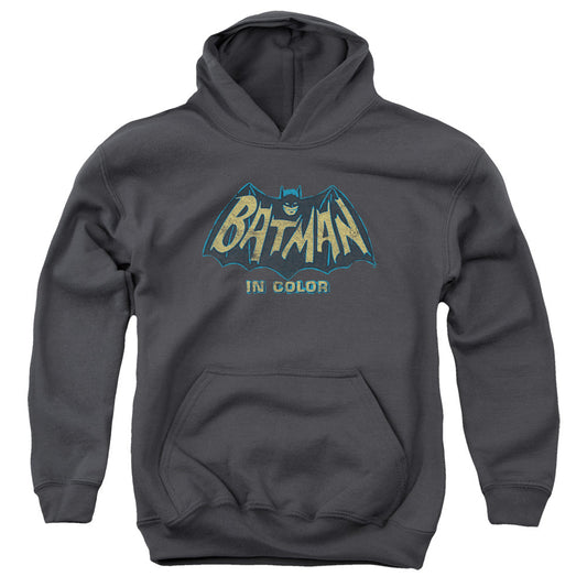 Batman Classic Tv In Color Kids Youth Hoodie Charcoal Officially Licensed
