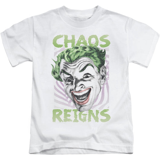 Batman Classic Tv Chaos Reigns Juvenile Kids Youth T Shirt White Officially Licensed