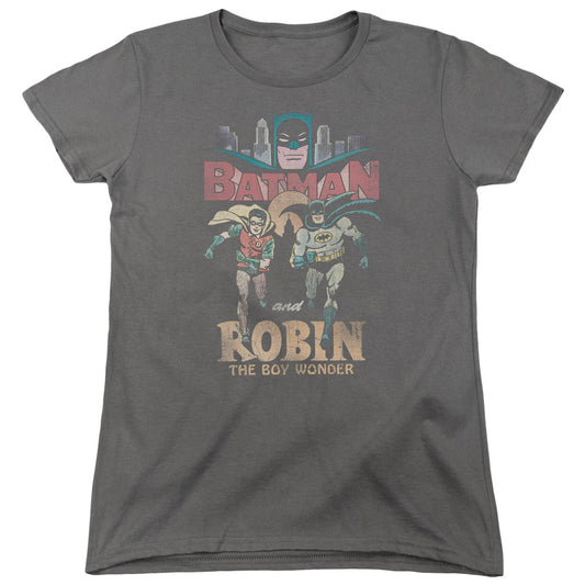 Batman Classic Tv Classic Duo Womens T Shirt Charcoal Officially Licensed