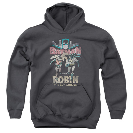 Batman Classic Tv Classic Duo Kids Youth Hoodie Charcoal Officially Licensed