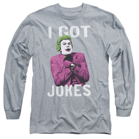 Batman Classic Tv Got Jokes Mens Long Sleeve Shirt Athletic Heather Officially Licensed