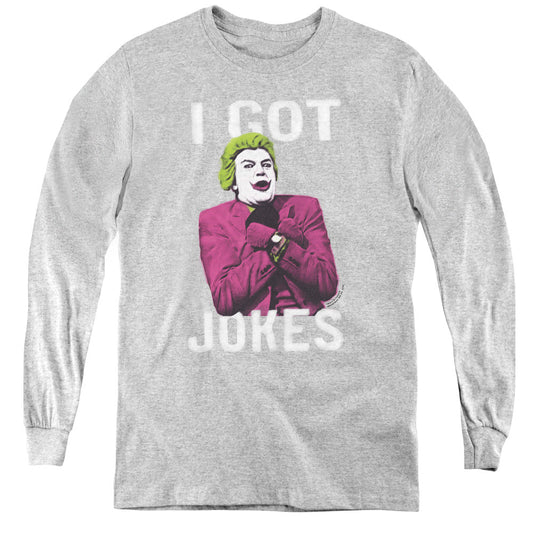 Batman Classic Tv Got Jokes Long Sleeve Kids Youth T Shirt Athletic Heather Officially Licensed