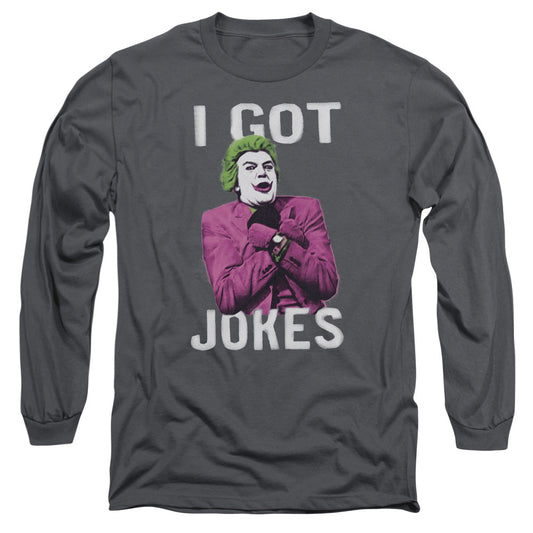 Batman Classic Tv Got Jokes Mens Long Sleeve Shirt Charcoal Officially Licensed