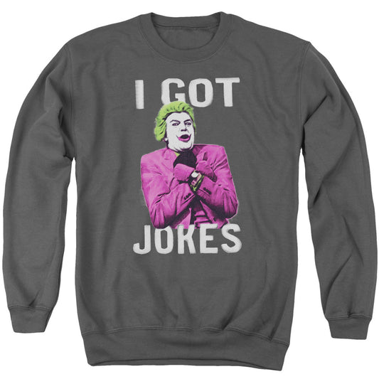 Batman Classic Tv Got Jokes Mens Crewneck Sweatshirt Charcoal Officially Licensed