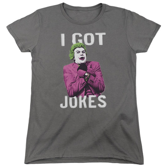 Batman Classic Tv Got Jokes Womens T Shirt Charcoal Officially Licensed