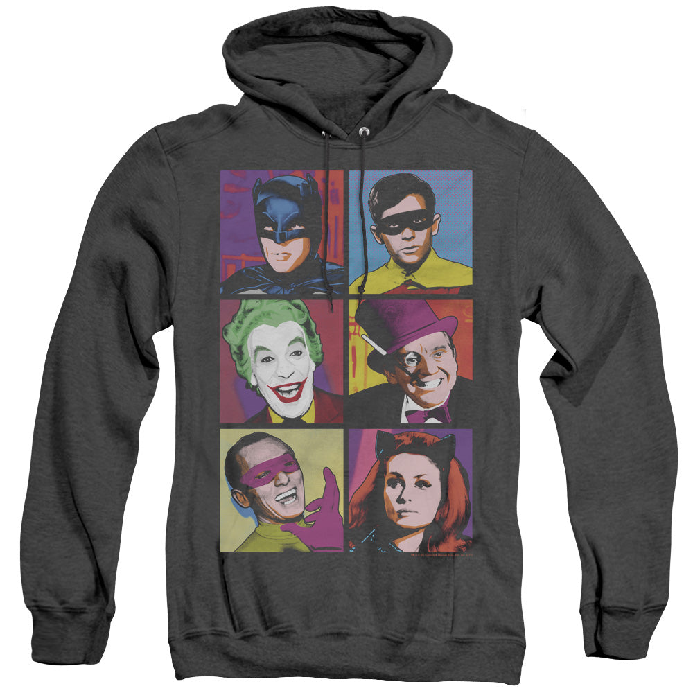 Batman Classic Tv Pop Cast Heather Mens Hoodie Black Officially Licensed