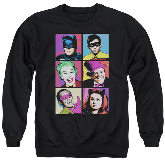 Batman Classic Tv Pop Cast Mens Crewneck Sweatshirt Black Officially Licensed