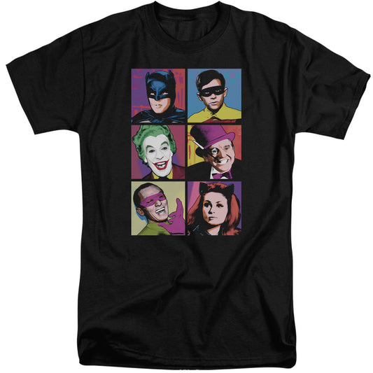 Batman Classic Tv Pop Cast Mens Tall T Shirt Black Officially Licensed