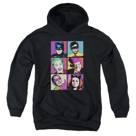 Batman Classic Tv Pop Cast Kids Youth Hoodie Black Officially Licensed