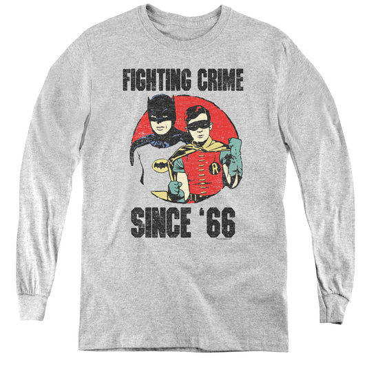 Batman Classic Tv Since 66 Long Sleeve Kids Youth T Shirt Athletic Heather Officially Licensed