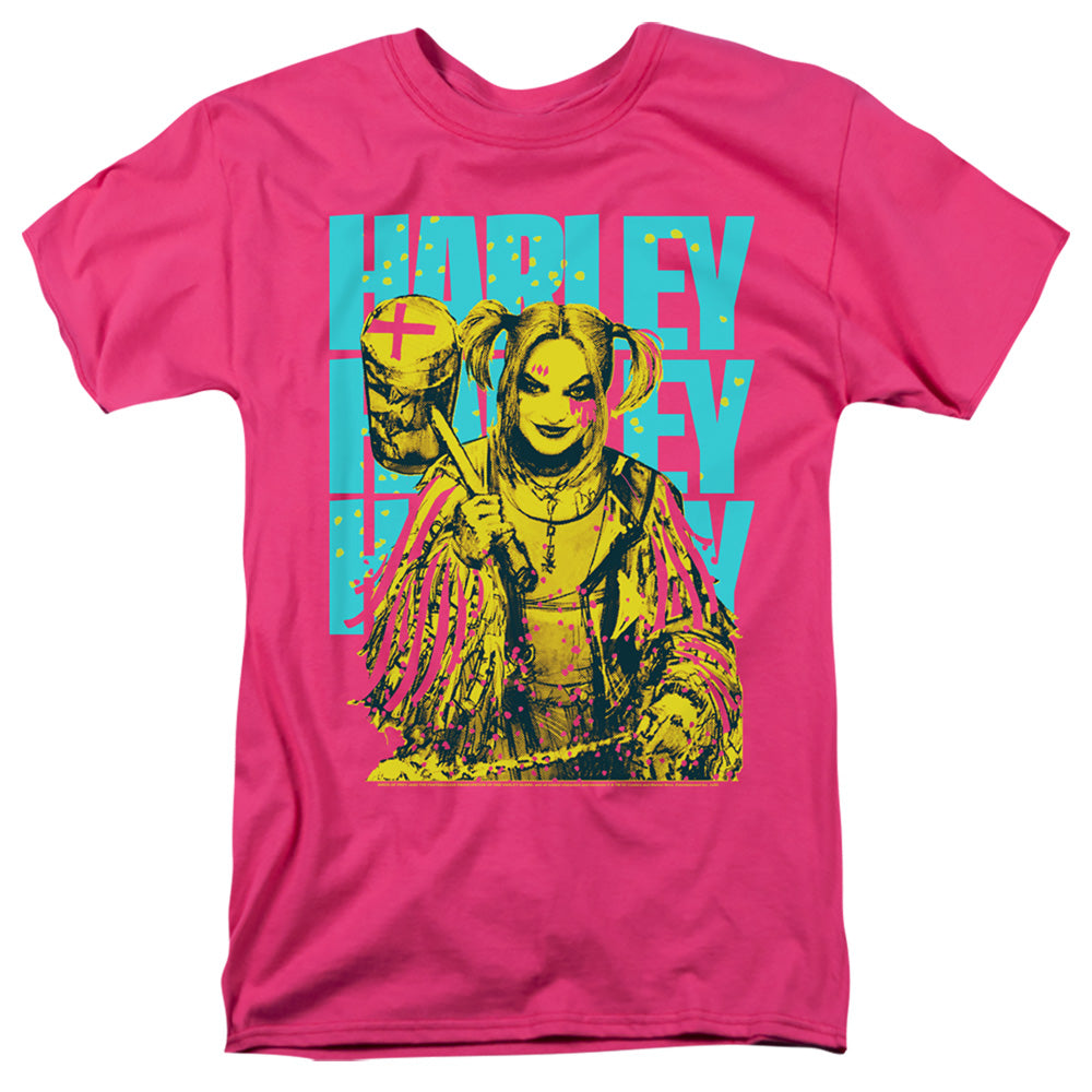 Birds Of Prey Harley Painted Mens T Shirt Hot Pink Officially Licensed
