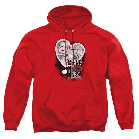 Birds Of Prey Heart Harley Mens Hoodie Red Officially Licensed