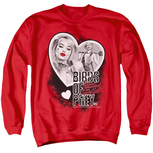 Birds Of Prey Heart Harley Mens Crewneck Sweatshirt Red Officially Licensed