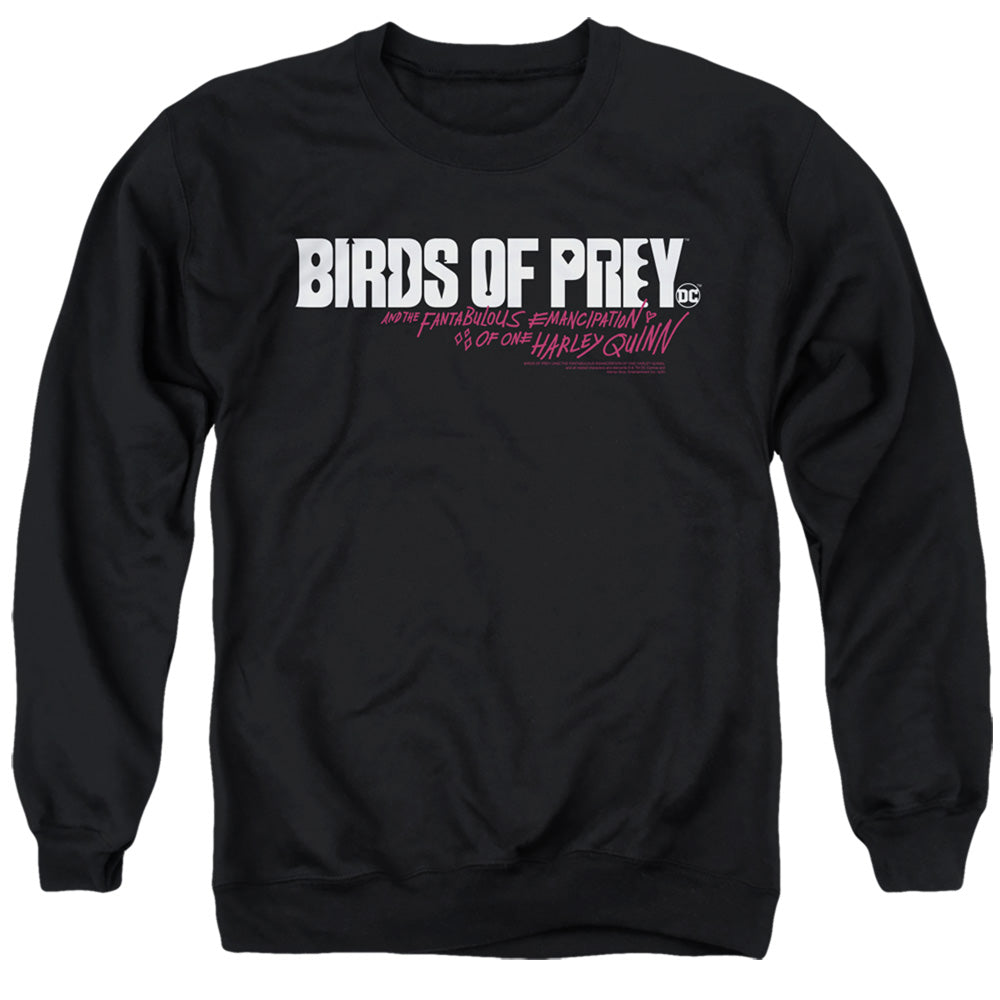 Birds Of Prey Horizontal Logo Mens Crewneck Sweatshirt Black Officially Licensed