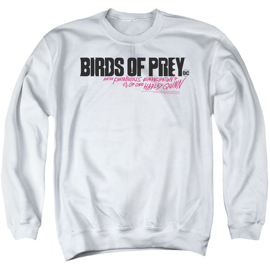 Birds Of Prey Horizontal Logo Mens Crewneck Sweatshirt White Officially Licensed