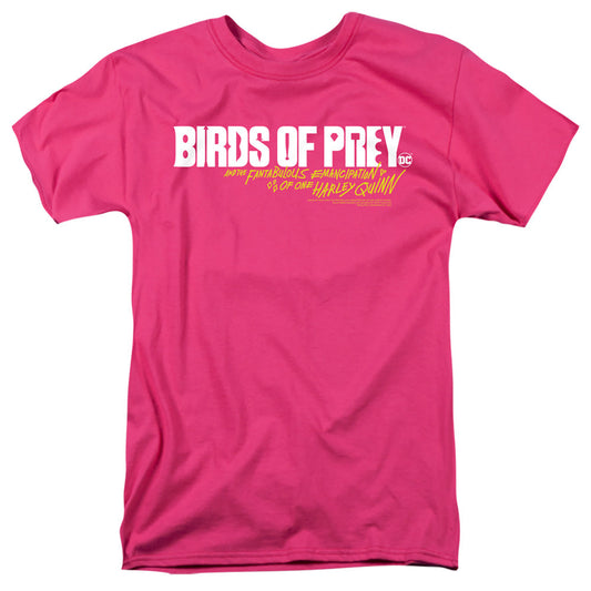 Birds Of Prey Horizontal Logo Mens T Shirt Hot Pink Officially Licensed
