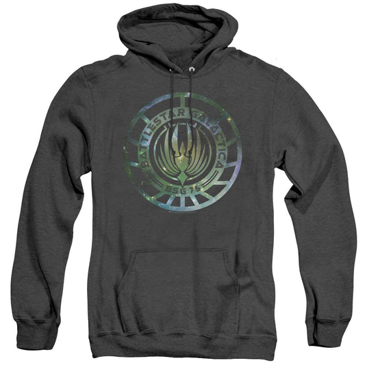Batlestar GalACtica (New) Galaxy Emblem Heather Mens Hoodie Black Officially Licensed