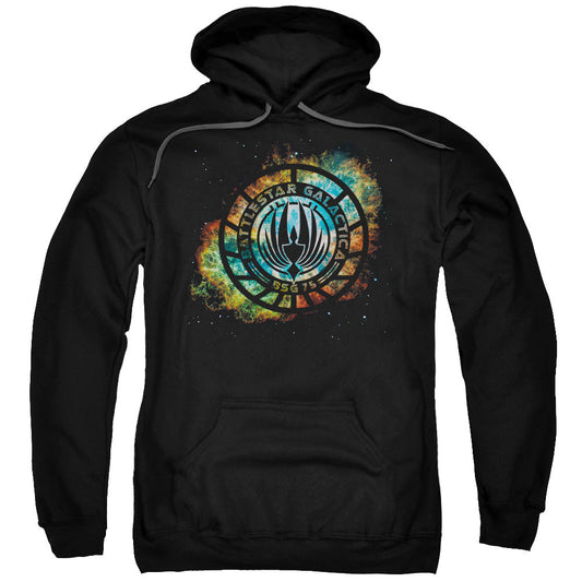 Batlestar GalACtica (New) Emblem Knock Out Mens Hoodie Black Officially Licensed