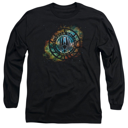 Batlestar GalACtica (New) Emblem Knock Out Mens Long Sleeve Shirt Black Officially Licensed