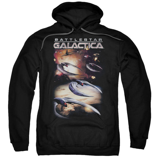 Batlestar GalACtica (New) When Cylons AtACk Mens Hoodie Black Officially Licensed