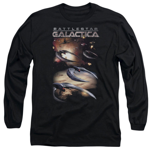 Batlestar GalACtica (New) When Cylons AtACk Mens Long Sleeve Shirt Black Officially Licensed