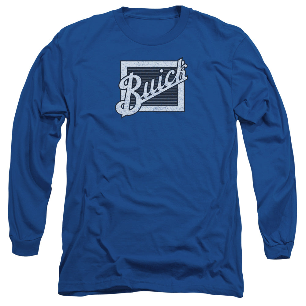 Buick Distressed Emblem Mens Long Sleeve Shirt Royal Blue Officially Licensed