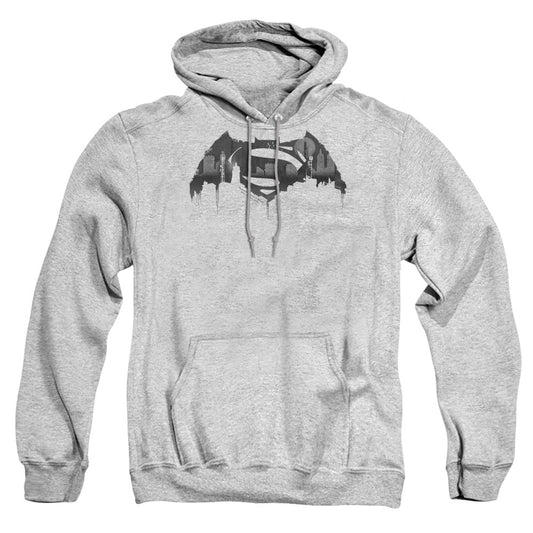 Batman V Superman Cityscape Logo Mens Hoodie Athletic Heather Officially Licensed