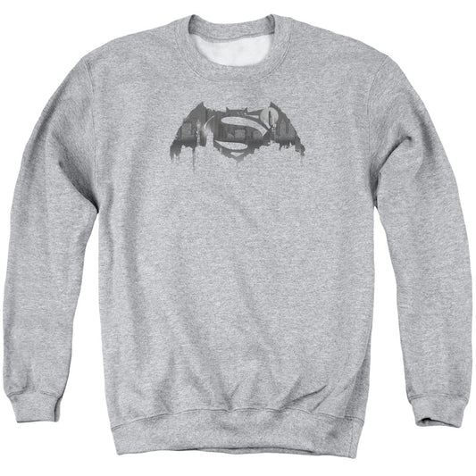Batman V Superman Cityscape Logo Mens Crewneck Sweatshirt Athletic Heather Officially Licensed