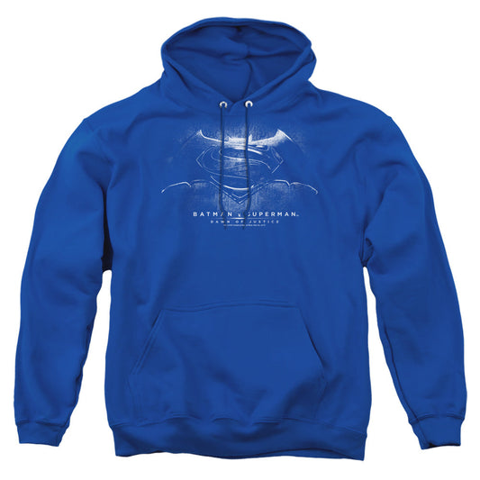 Batman V Superman Bw Logo Mens Hoodie Royal Officially Licensed