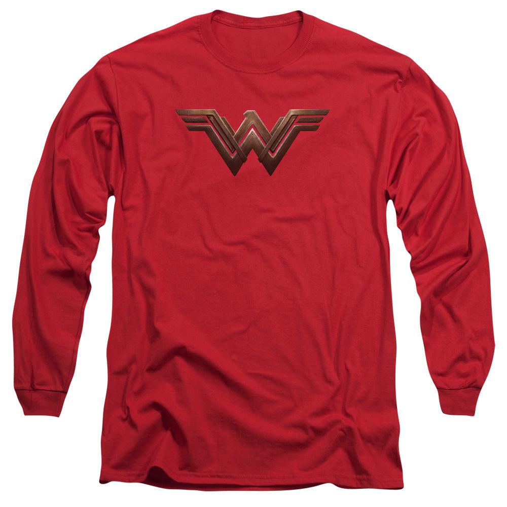 Batman V Superman Ww Shield Mens Long Sleeve Shirt Red Officially Licensed