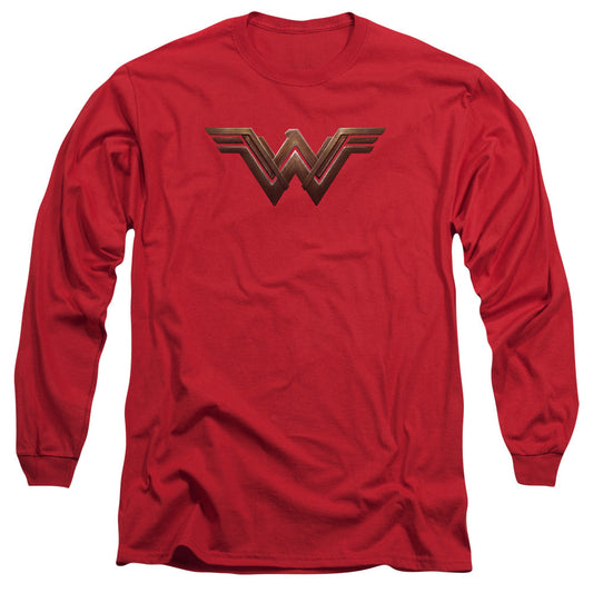 Batman V Superman Ww Shield Mens Long Sleeve Shirt Red Officially Licensed