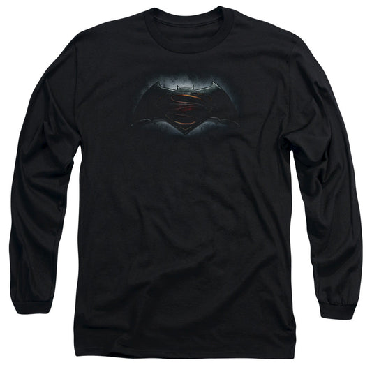 Batman V Superman Logo Mens Long Sleeve Shirt Black Officially Licensed
