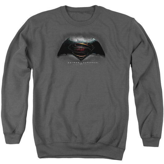 Batman V Superman Logo Mens Crewneck Sweatshirt Charcoal Officially Licensed