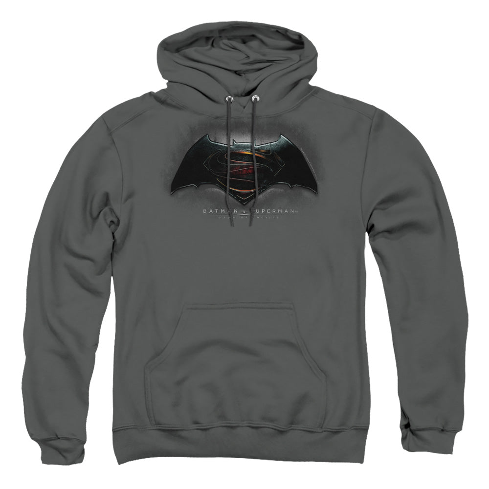 Batman V Superman Logo Mens Hoodie Charcoal Officially Licensed